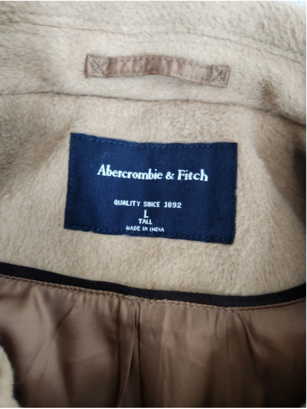 Abercrombie & Fitch Men's Size Large Tall Tan Wool Blend Work Coat Professional - Picture 13 of 16